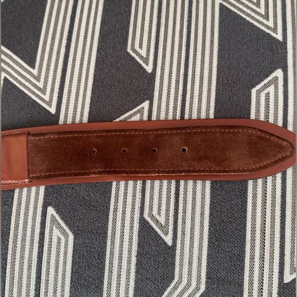 VTG Garfinckel’s Brown Leather Suede Double Flap Belt Size S/M - Picture 10 of 15